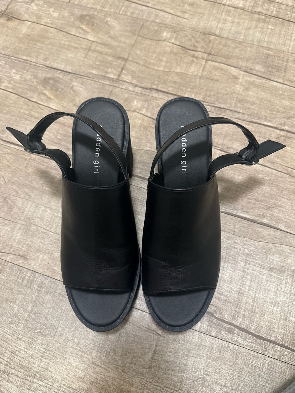 Madden Girl Black Open-Toe Slingback Mules